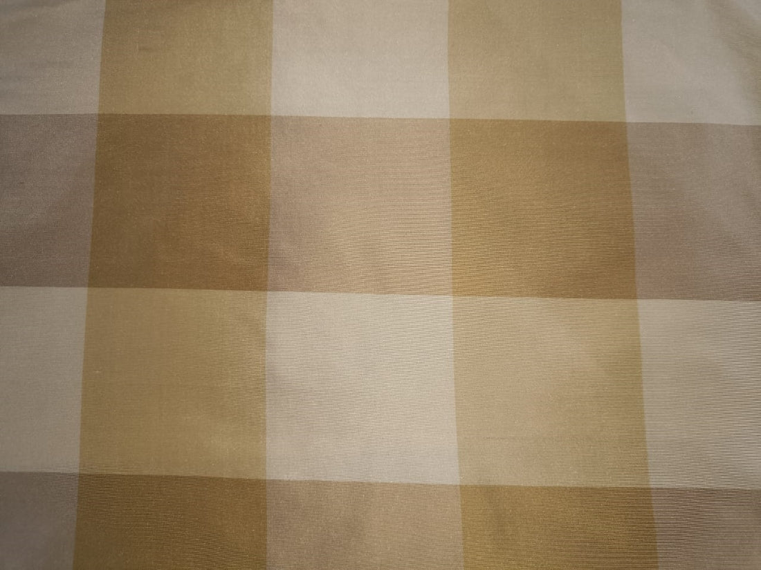 SILK TAFFETA FABRIC Shades of gold and cream colour plaids 54" wide TAFC13