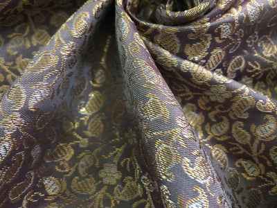 Silk Brocade fabric with subtle metallic gold jacquard paisleys available in 3 colors red , grey and burgandy  BRO989[4/5]