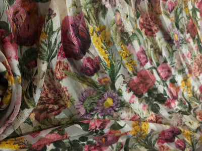 Georgette Art Silk With Satin Stripes Floral [16865]