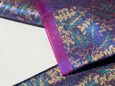 Brocade Fabric VINE Jacquard 3 D EFFECT with metallic gold available in 2 colors purple and blue BRO993[1/2]