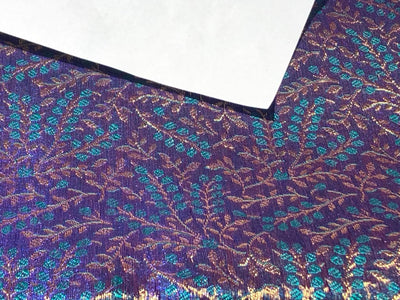 Brocade Fabric VINE Jacquard 3 D EFFECT with metallic gold available in 2 colors purple and blue BRO993[1/2]