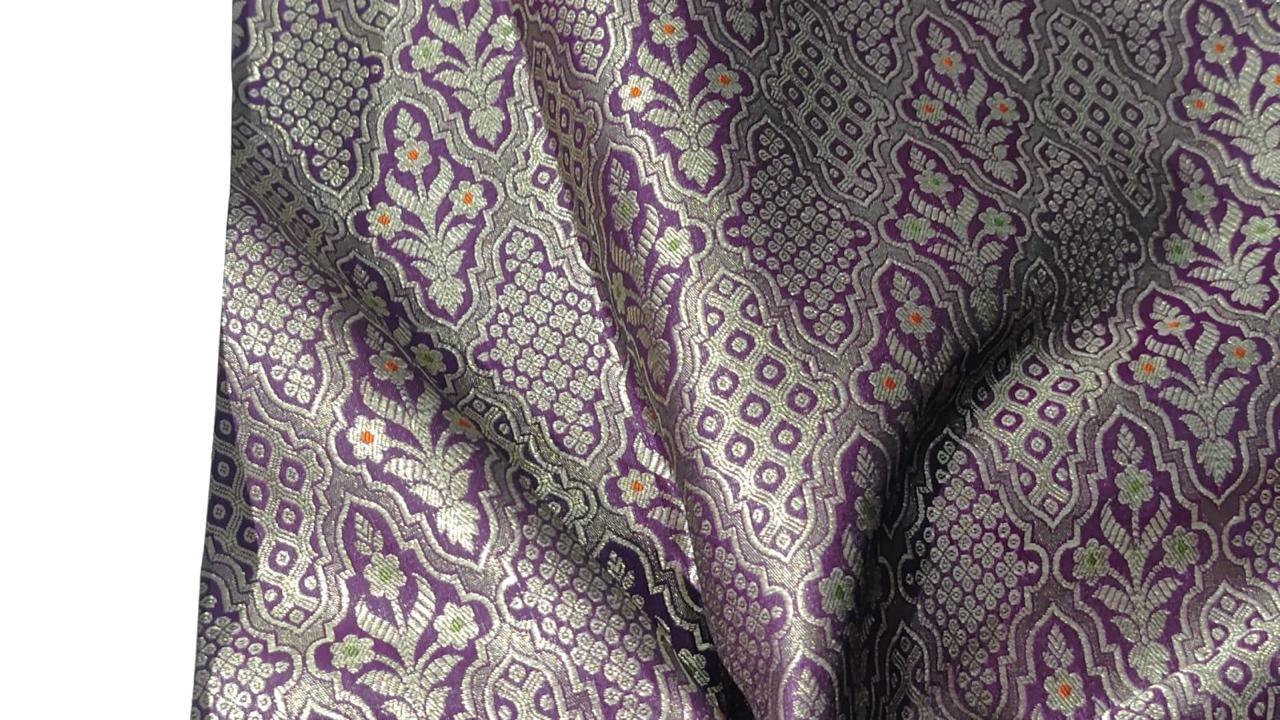 Silk Brocade Fabric  jacquard 44" wide  BRO973 available in 4 colors black/ green/royal and mulberry