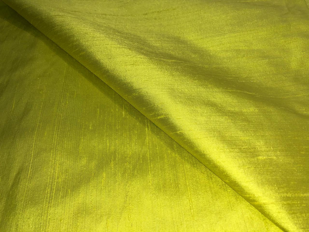 100% PURE SILK DUPIONI FABRIC LEMON YELLOW color 44" wide WITH SLUBS MM126[2]