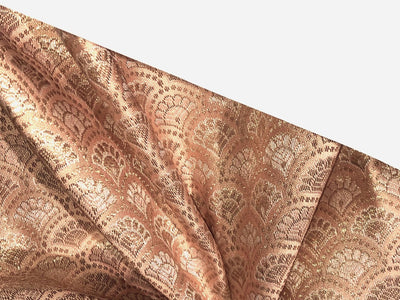 Silk Brocade fabric MOTIF with subtle gold jacquard available in 3 colors dark peach ,pastel peach and ivory BRO992[4/5/6]