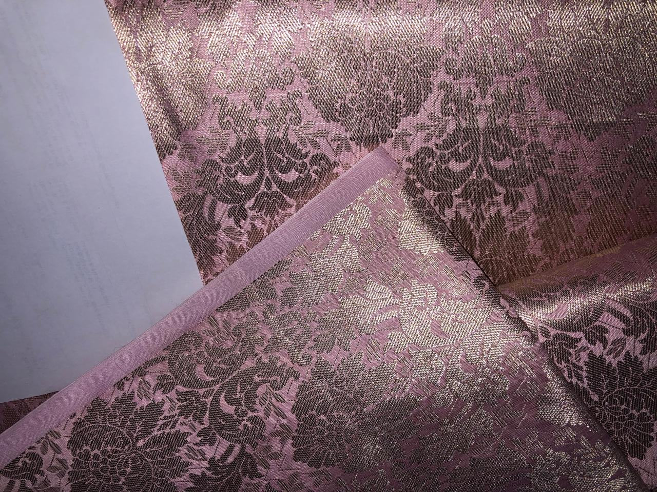 Silk Brocade Fabric  Pastel color jacquard  44" wide BRO955 available in 3 colors peach/pink/SILVER GREY