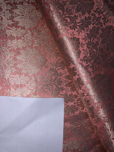 Silk Brocade fabric floral Jacquard x metallic silver 44" wide BRO955 available in 3 colors peach, silver grey  and pink