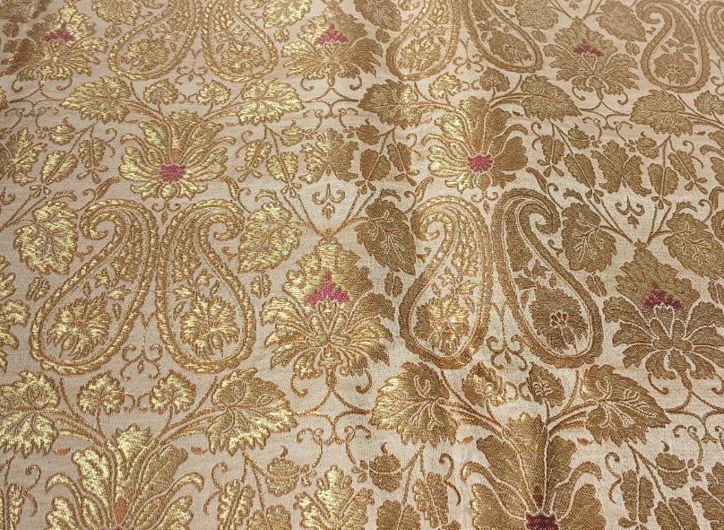 Brocade Heavy KING KHAB  Fabric Gold  x metallic  gold paisley  jacquard BRO985[2]