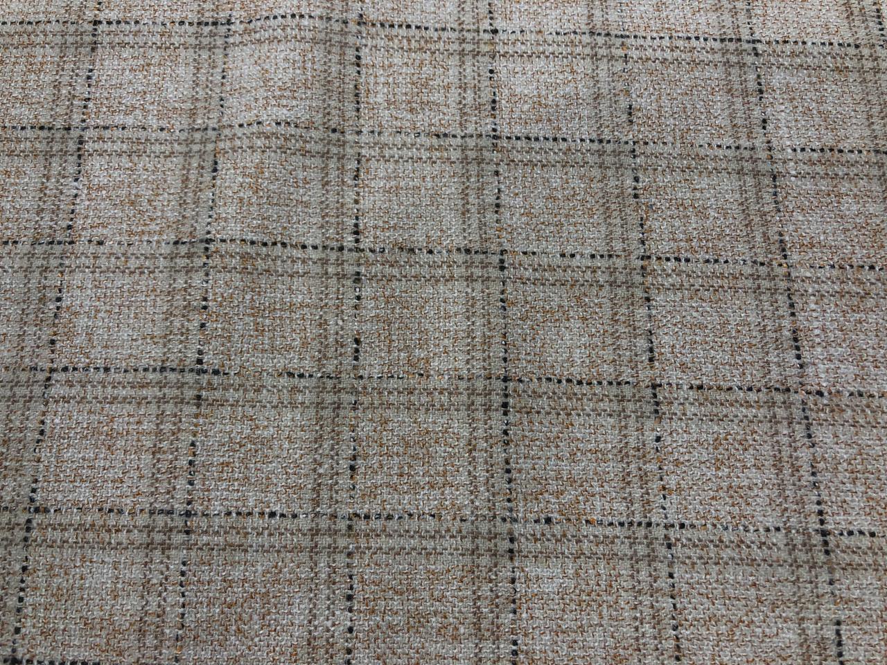 Suiting fabric made in Schöffel ,Italy WOOL X TWEED  cream and brown [16876]