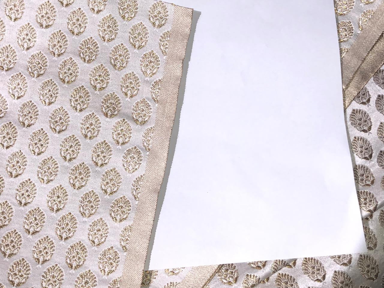 Silk Brocade fabric 44" wide  IVORY WITH METALIC GOLD MOTIF JACQUARD BRO 980 available in 3 designs