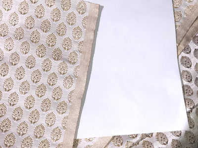 Silk Brocade fabric 44" wide  IVORY WITH METALIC GOLD MOTIF JACQUARD BRO 980 available in 3 designs