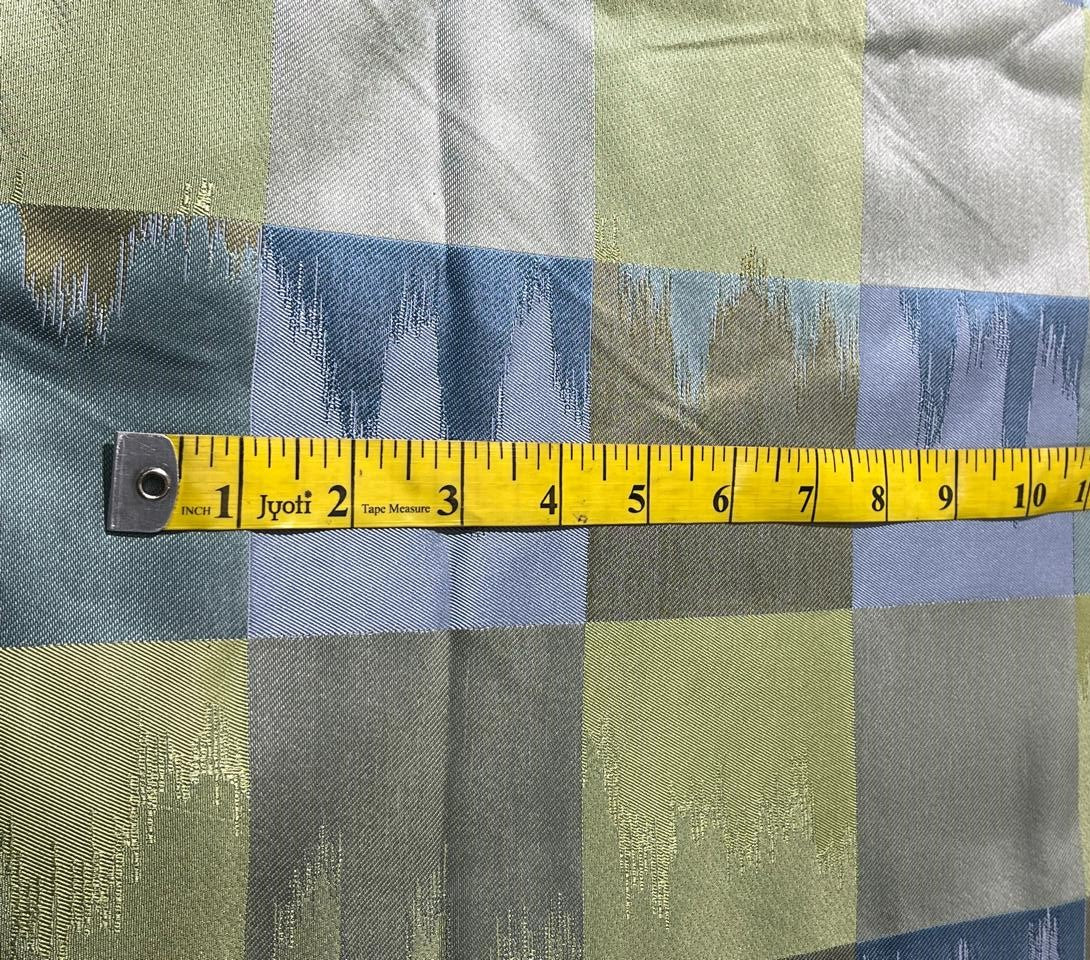 100% Silk Taffeta Jacquard Fabric  SHADES OF BLUE AND GREEN Ikat LOOK (pronounced: E–cot) LOOK TAFJACNEW19