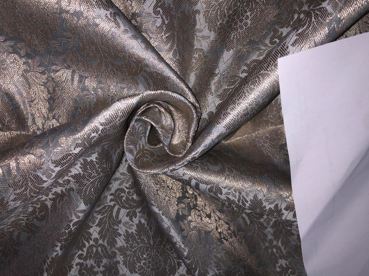 Silk Brocade fabric floral Jacquard x metallic silver 44" wide BRO955 available in 3 colors peach, silver grey  and pink