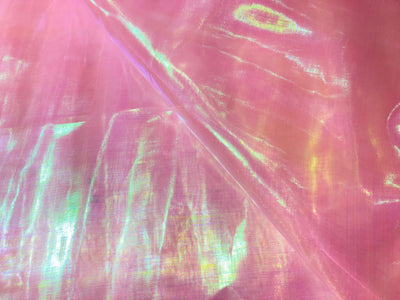 Holographic Organza Fabric Semi Sheer 58" WIDE   available in 2 colors white and Pink