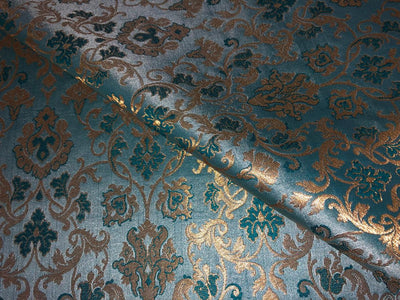Silk Brocade fabric with  gold jacquard  BRO1018 available in 4 colors gold/lilac/grey and sea blue BRO1018