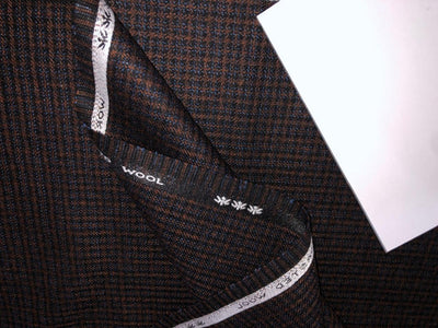 100% WOOL SUITING ENGLISH PLAIDS 58" wide TAN AND NAVY [16896]