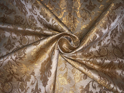 Silk Brocade fabric with  gold jacquard  BRO1018 available in 4 colors gold/lilac/grey and sea blue BRO1018