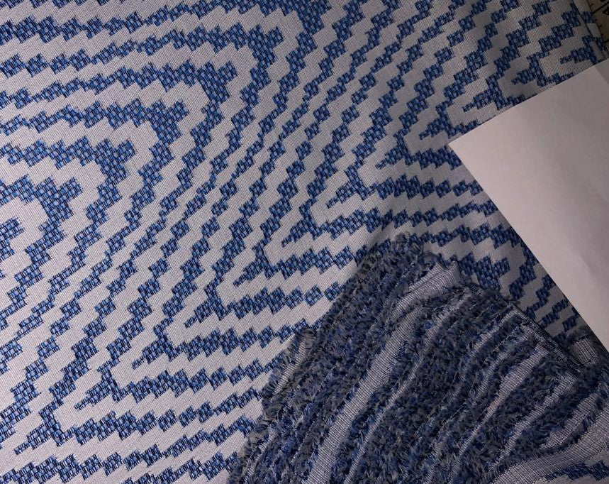 100% Cotton jacquard  Fabric 58" wide mill made available in 2 colors blue and denim blue