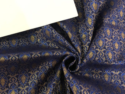 Silk Brocade fabric 44" wide  JACQUARD available in 4 colors green and blue/gold and blue/army green and blue and navy and blue   BRO971