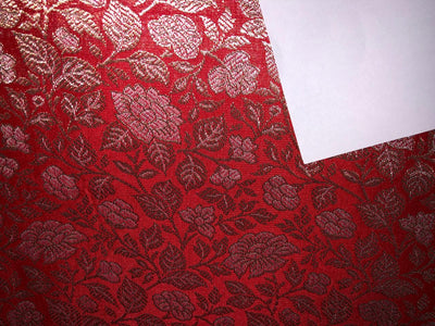 Silk Brocade Fabric metallic gold jacquard  44" wide BRO949A available in 3 colors red/peach and pink