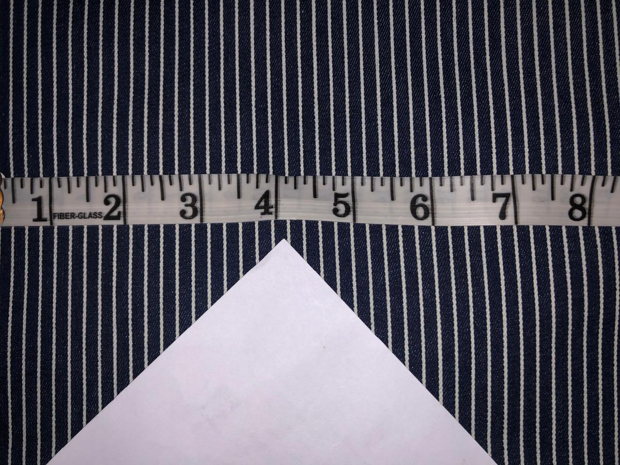 100% Cotton Denim  Fabric denim blue and white STRIPES 58" wide available in 2 sizes 0.25" and 2" stripe  [16156/16387]