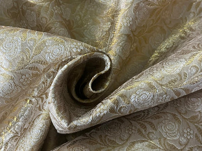 Brocade Fabric Jacquard x metallic gold Gold Color 44" WIDE available in 2 colors gold and silver BRO976