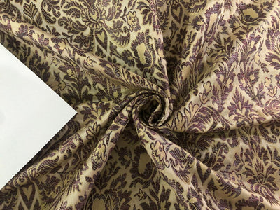 Silk Brocade fabric floral  jacquard  available in 2 colors gold with pink and blue / gold with red and grey BRO1005[1/2]