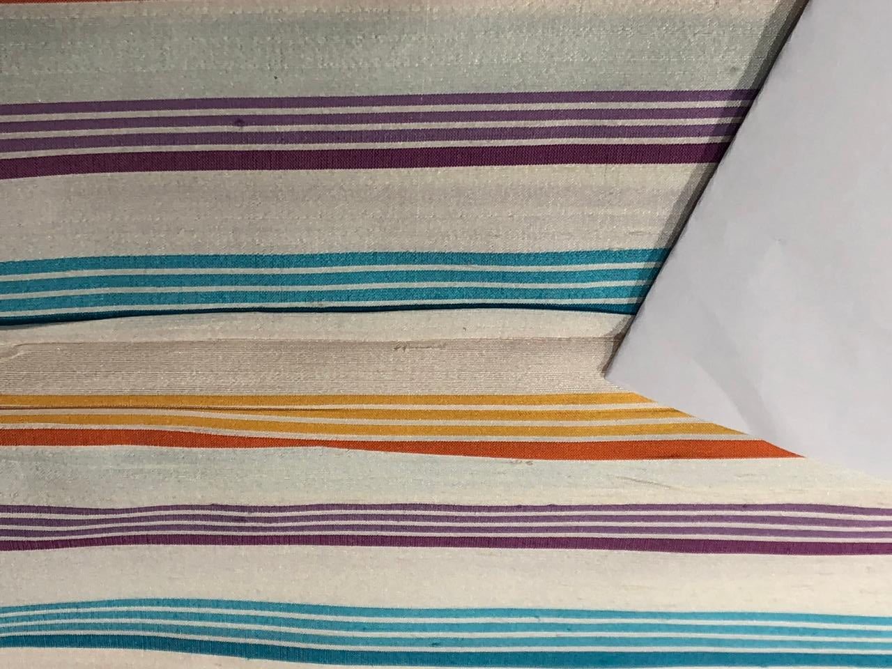 SILK Dupioni FABRIC Multi color stripes 54" WIDE DUPS23[2]