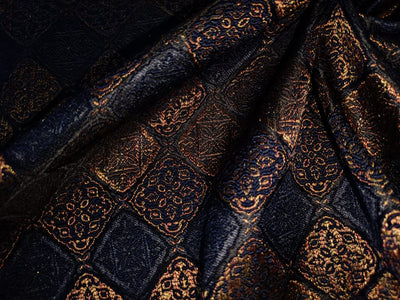 Brocade fabric black and gold color 58" wide BRO892[3]