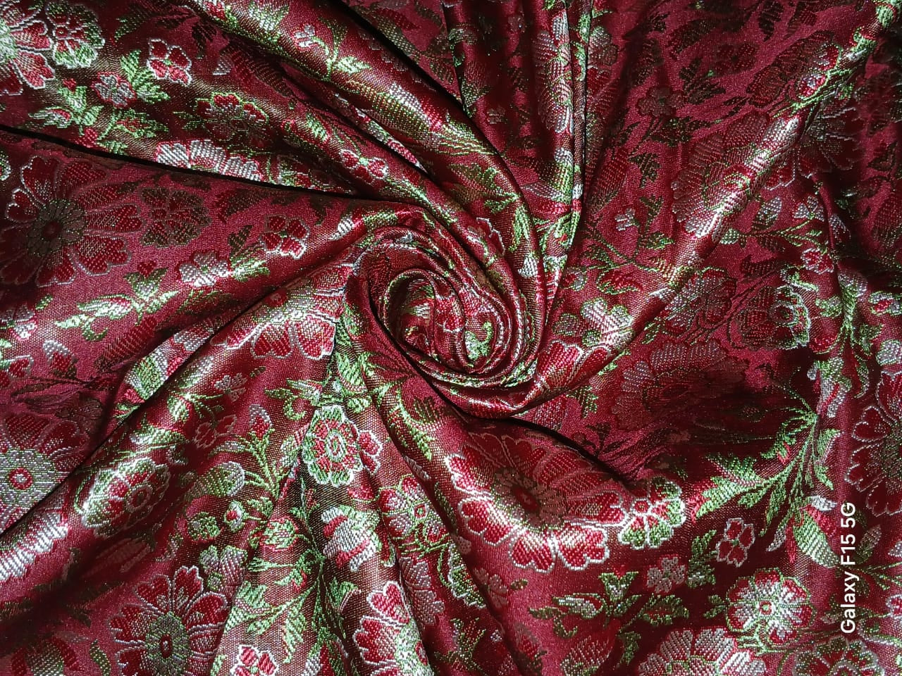 Silk Brocade fabric floral  jacquard available in 3 colors burgundy, red and maroon BRO989[1/2/3]