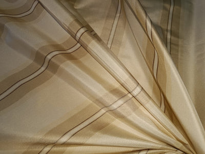 100% Pure Silk TAFETTA Fabric cream and beige color stripe 54&quot; wide.TAFS11[3]