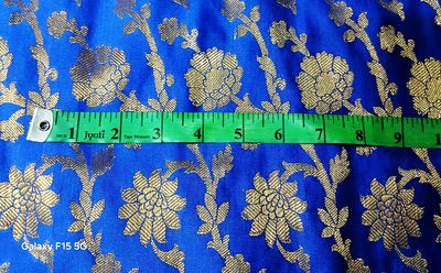 Silk Brocade fabric Royal blue x metallic gold color 44" wide BRO773[5]