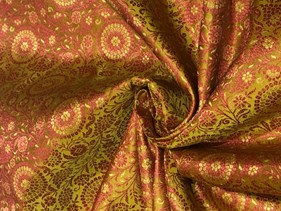 Silk Brocade fabric 44" wide INTRICATE JACQUARD available in 3 colors bright navy ,neon green and candy /golden khaki and candy AND  GOLDEN YELLOW,SALMON PINK AND NEON GREEN BRO960[1/2/3]