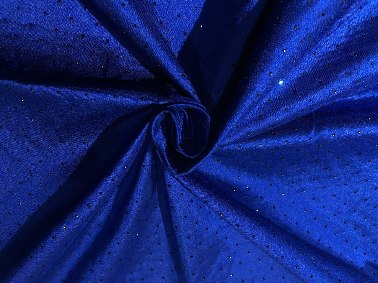 100% pure silk dupioni fabric with rhinestone available in 2 colors wine and royal blue