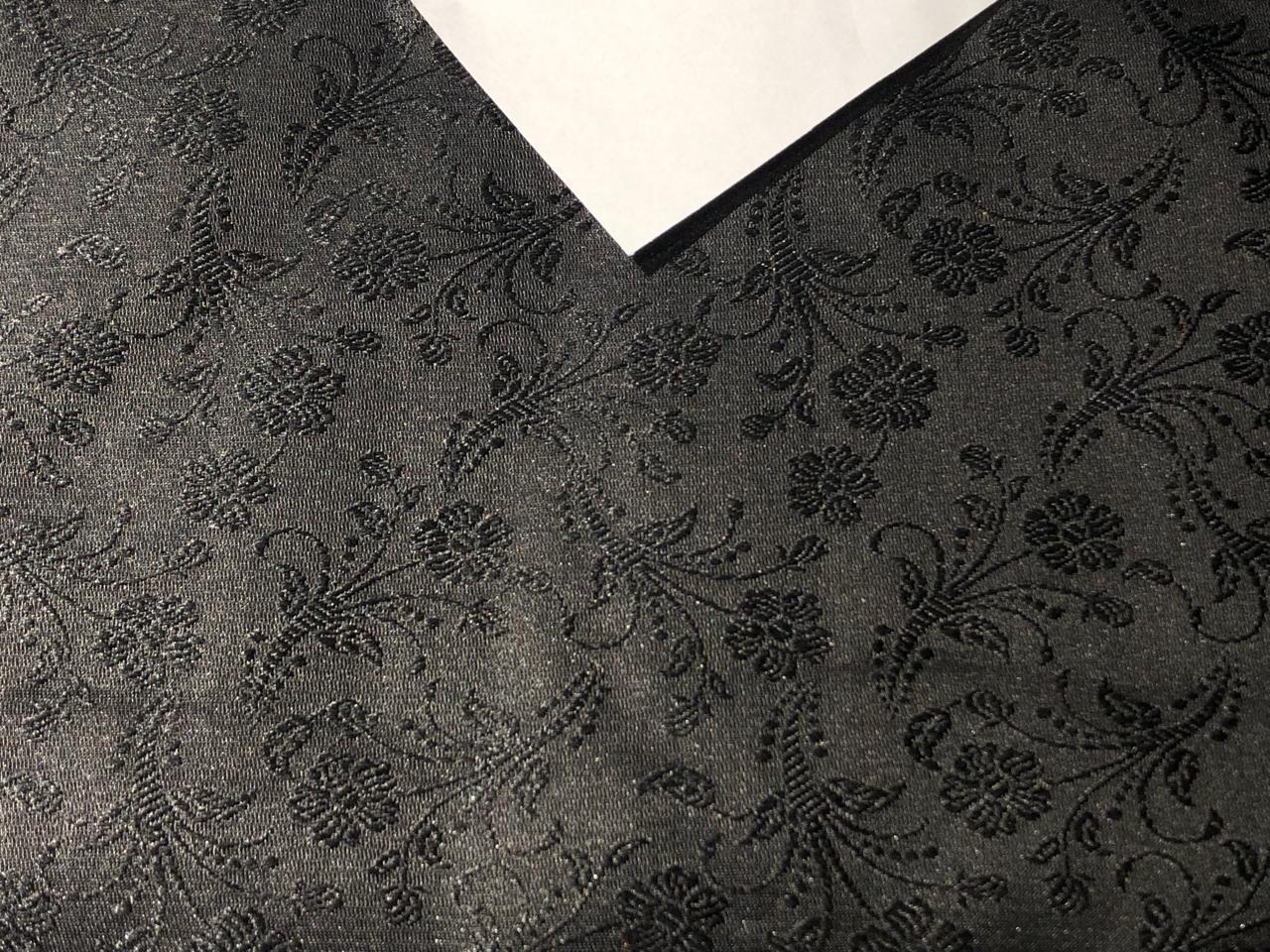 Silk Brocade fabric 44" wide JET BLACK FLORAL JACQUARD BRO964[1]