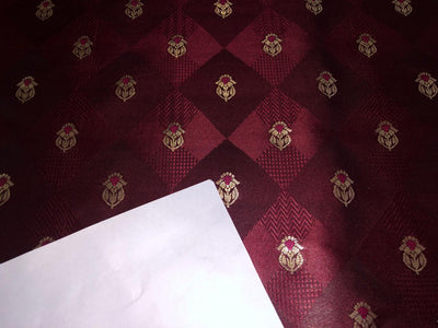 Silk Brocade  fabric~ satin 44" wide   jacquard BRO1003 available in 4 colors teal,pink,red and burgandy brown