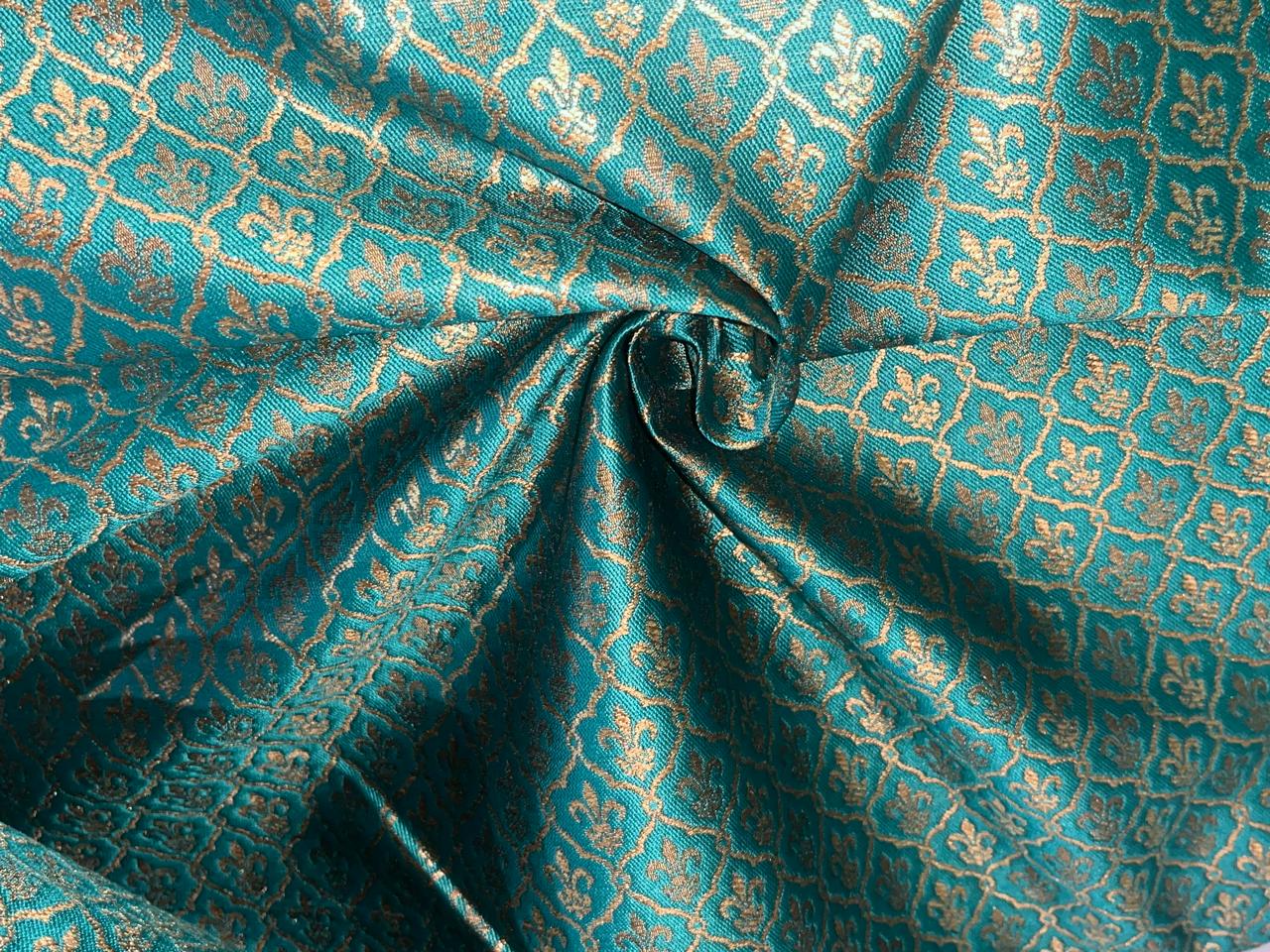 Brocade Fabric Jacquard x metallic gold Gold Color 56" WIDE BRO975 available in 3 colors purple/royal blue and peacock green