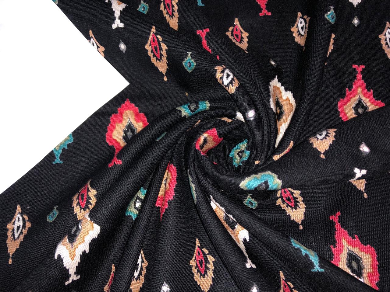 Premium Viscose Rayon fabric with foil print ABSTRACT MOTIF 58" wide available in TWO  colors WINE AND BLACK