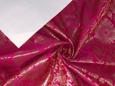 Silk Brocade fabric 44" wide  JACQUARD available in 2 colors RED AND SHOCKING PINK  BRO972