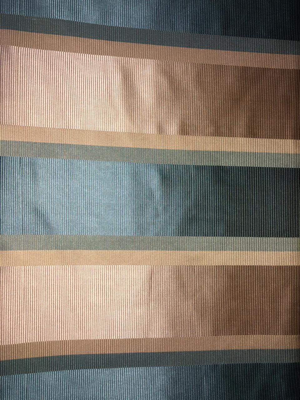 100% silk taffeta ribbed horizontal stripe blueish grey and beige 54&quot; wide TAFS143