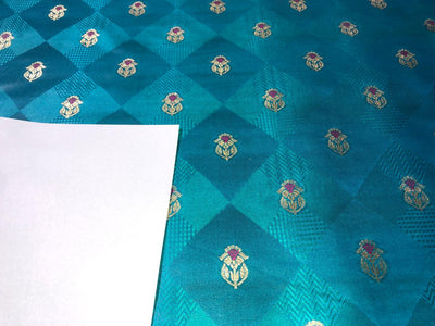 Silk Brocade  fabric~ satin 44" wide   jacquard BRO1003 available in 4 colors teal,pink,red and burgandy brown