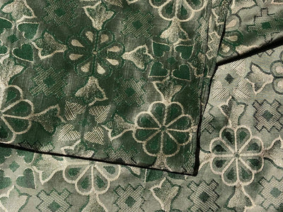 Brocade PURE SILK fabric VESTMENT 54" wide  GREEN AND GOLD TAFJ9[2]