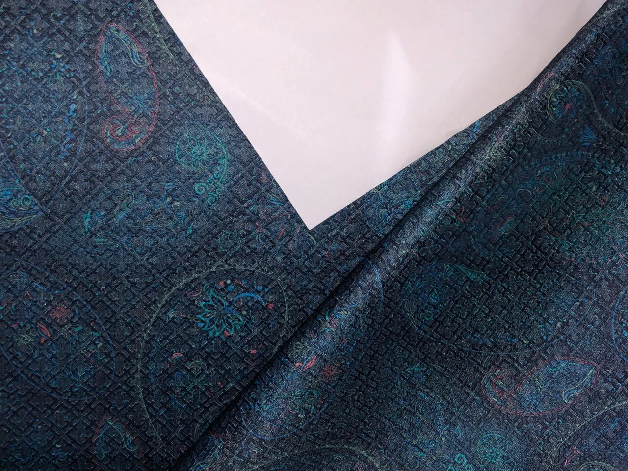 Brocade fabric peacock blue and green paisley color 58" wide BRO892[4]