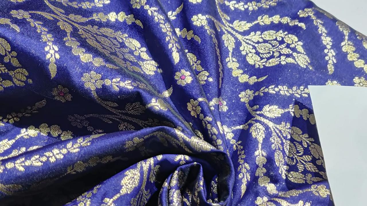 Silk Brocade Fabric  jacquard 44" wide  BRO974 available in 3 colors deep ink/peacock green and black