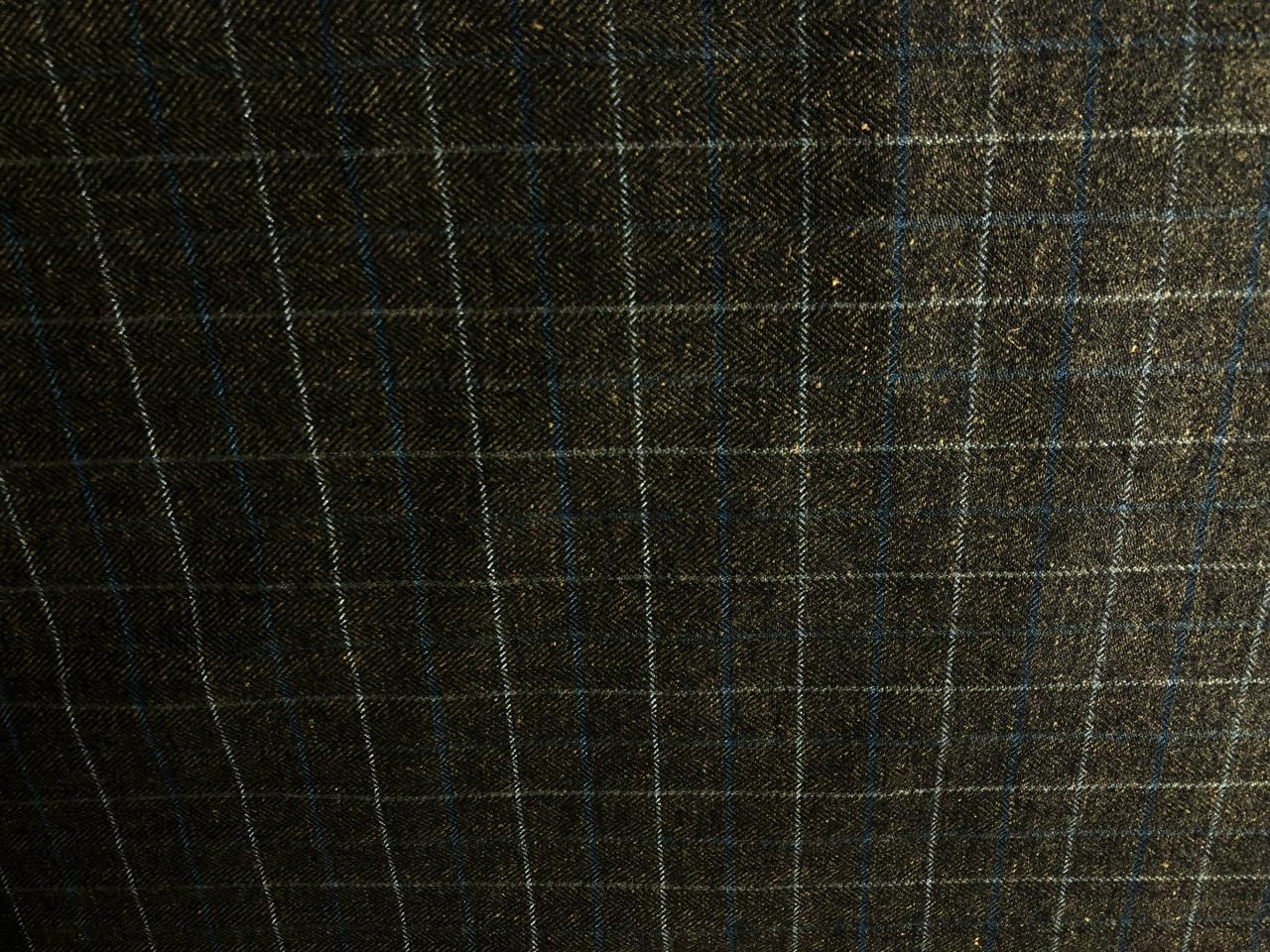 Tweed Premium Suiting WOOL BLENDED plaids MUSTARD ,BLACK AND GREY   Fabric 58" wide [16861]