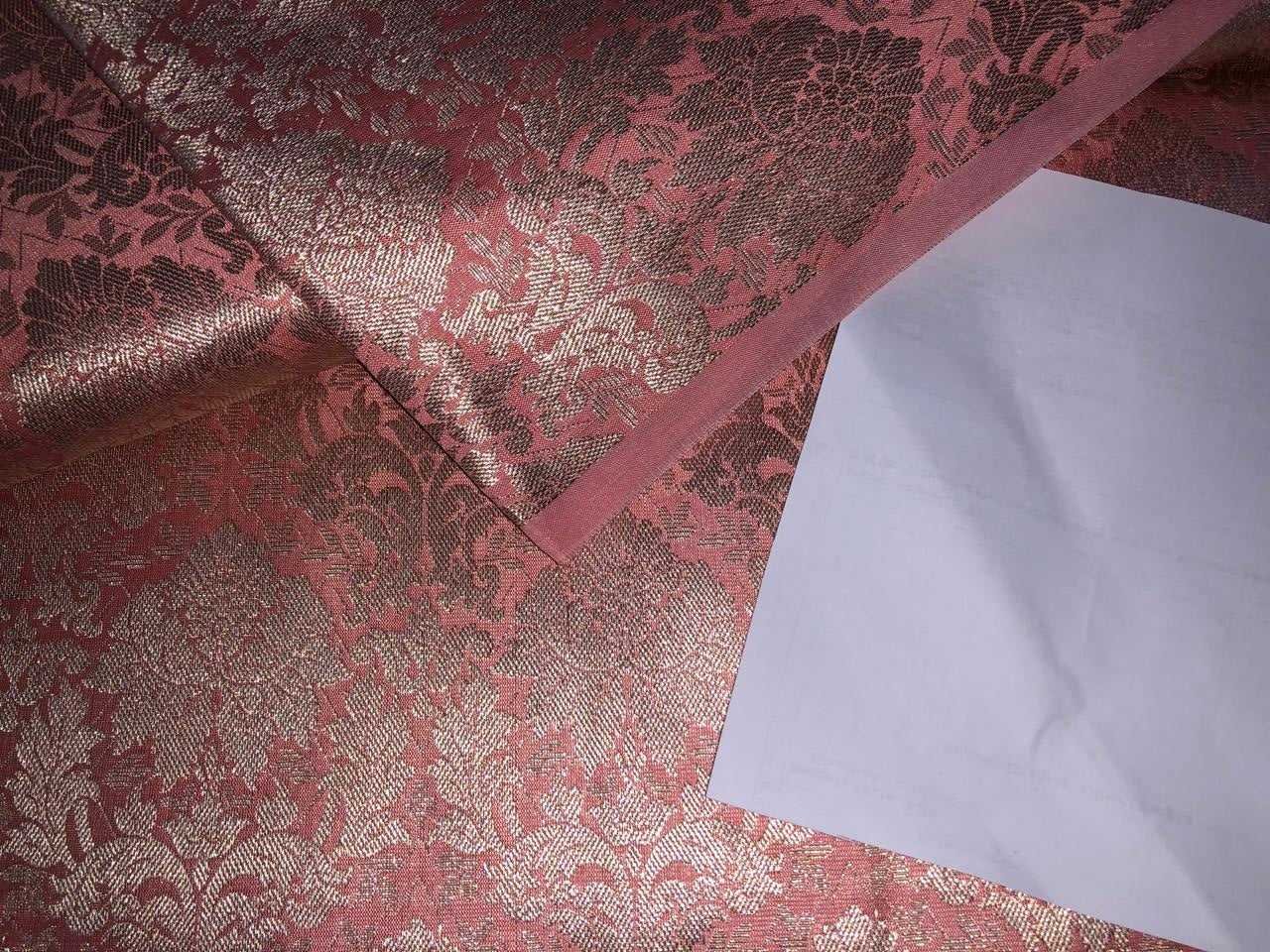 Silk Brocade fabric floral Jacquard x metallic silver 44" wide BRO955 available in 3 colors peach, silver grey  and pink