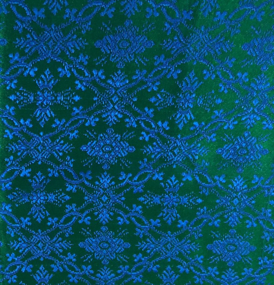 Brocade Fabric Green &amp; Blue color Vestment Design 44" wide BRO213[4]