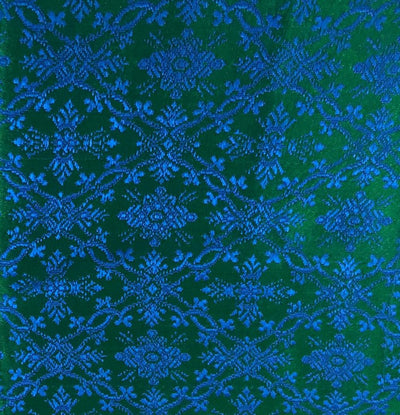 Brocade Fabric Green &amp; Blue color Vestment Design 44" wide BRO213[4]