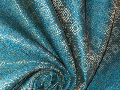 Silk Brocade SEA BLUE diamond motifs with subtle metallic jacquard BRO986[4]