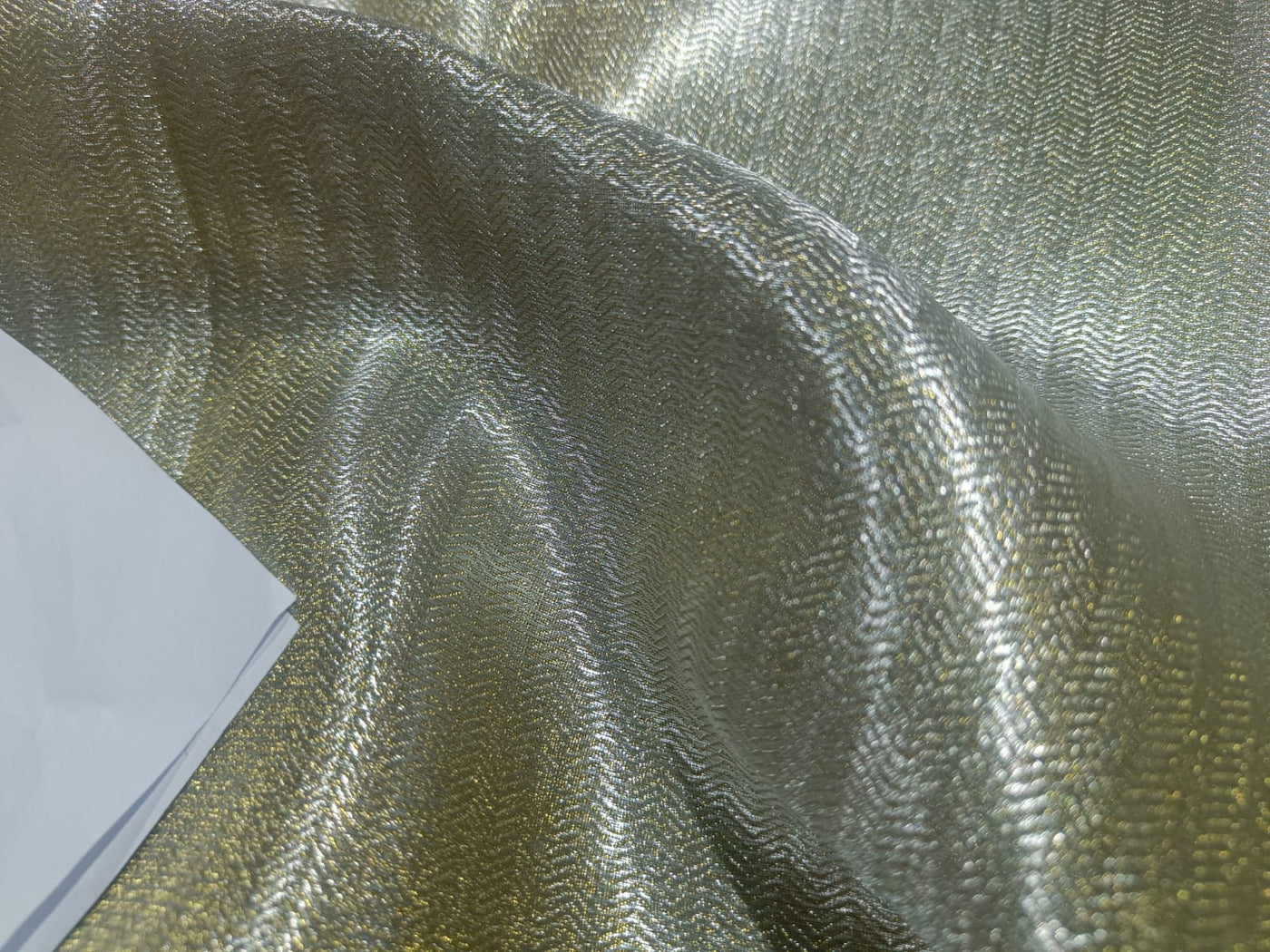 Brocade Tissue fabric available in 3 colors namely metallic antique gold / Reversable silver gold AND Silver Grey color 44" wide BRO888