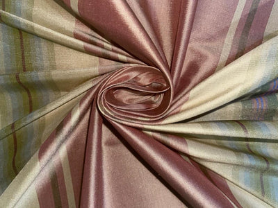 Silk dupioni stripe cream ,rose pink and green 54" wide DUPS35[1]